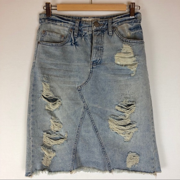 blue jean ripped skirt
